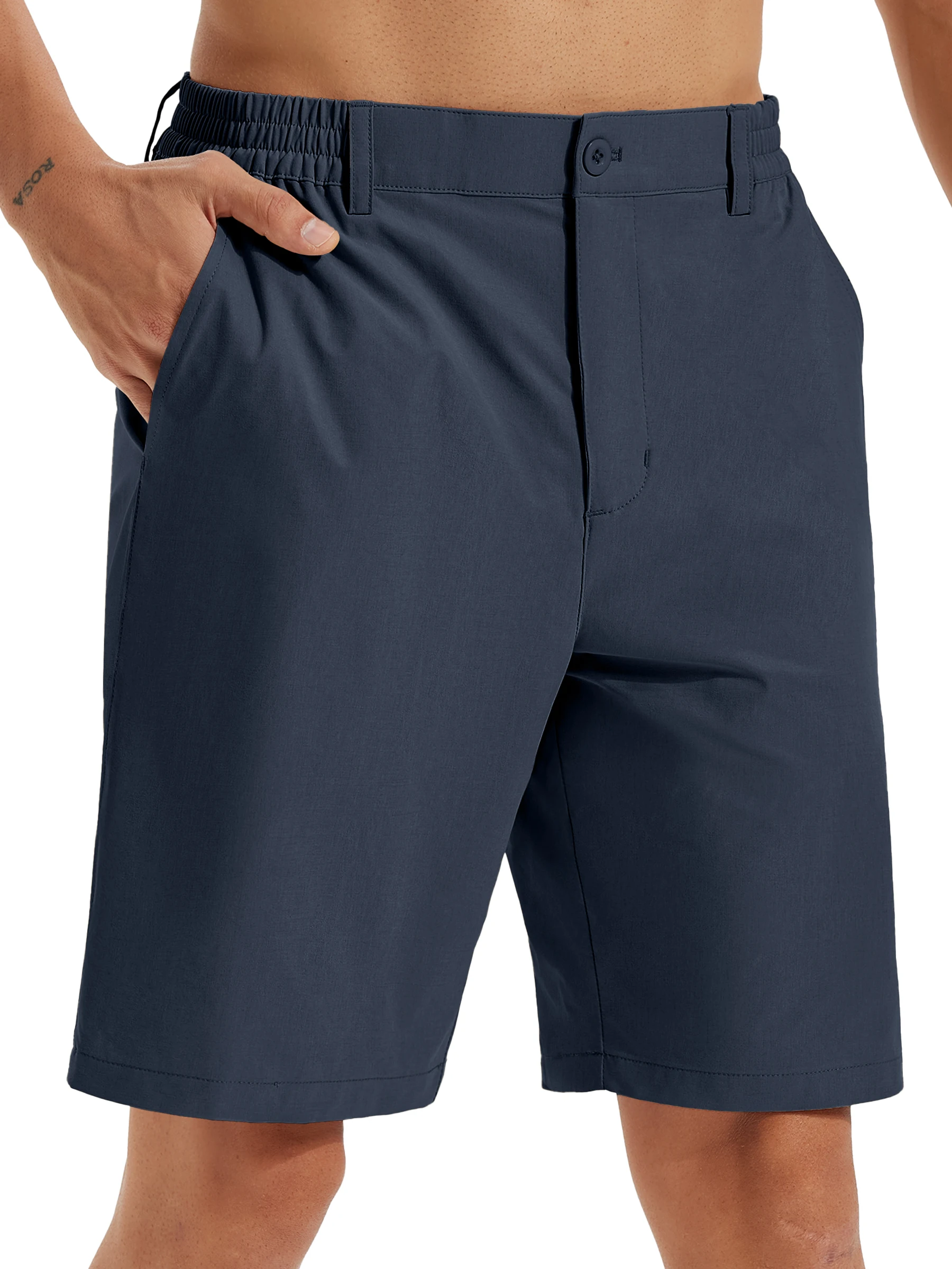 Sommer Herren Freizeitshorts Business- & Golf-Hosen, Atmungsaktive Relaxed-Fit-Shorts mit Schnellverschluss-Taschen – Detail 11