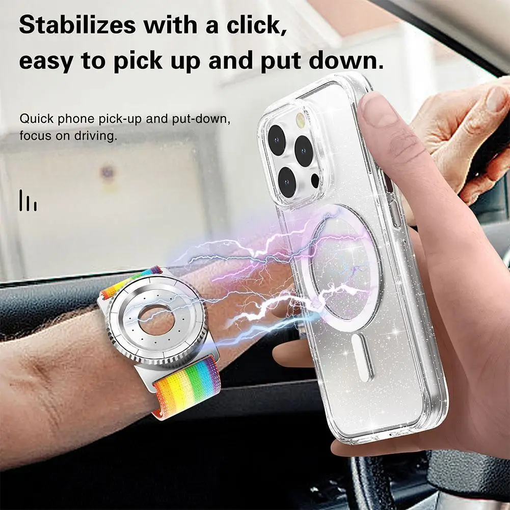 ユニバーサル磁気リストバンド電話ホルダー MAGSAFE 手首アロマセラピー磁気電話ホルダーサイクリングライブ L4V7