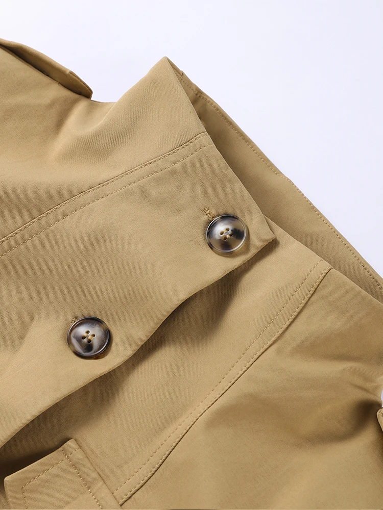 Epaulet Stehkragen Taillierter Windbreaker Damen Eleganter Langarm Einreihiger Bomber-Mantel Herbst 2025 Damen-Oberbekleidung – Detail 7