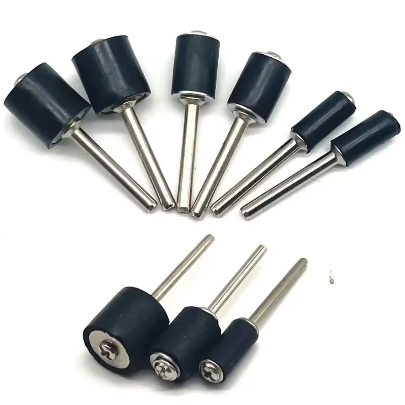 6pcs Rubber Mandrel 1/8 1/4 inch Grinder Drum Sanding Sandpaper Circle Kit Polishing Nails For Dremel Rubber Drum Mandrel