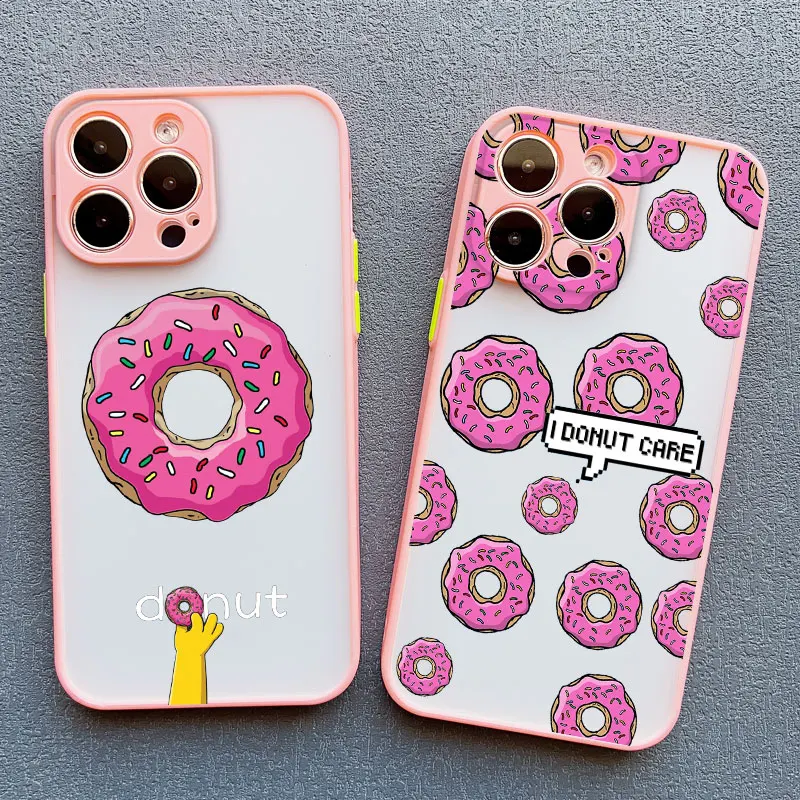

Cute 2D Cake Doughnut Phone Case For iPhone 16 Pro Max 15 14 Plus Pro Max 13 12 Mini Pro Max 11 XR XS X 7 8 SE2 Shockproof Cover