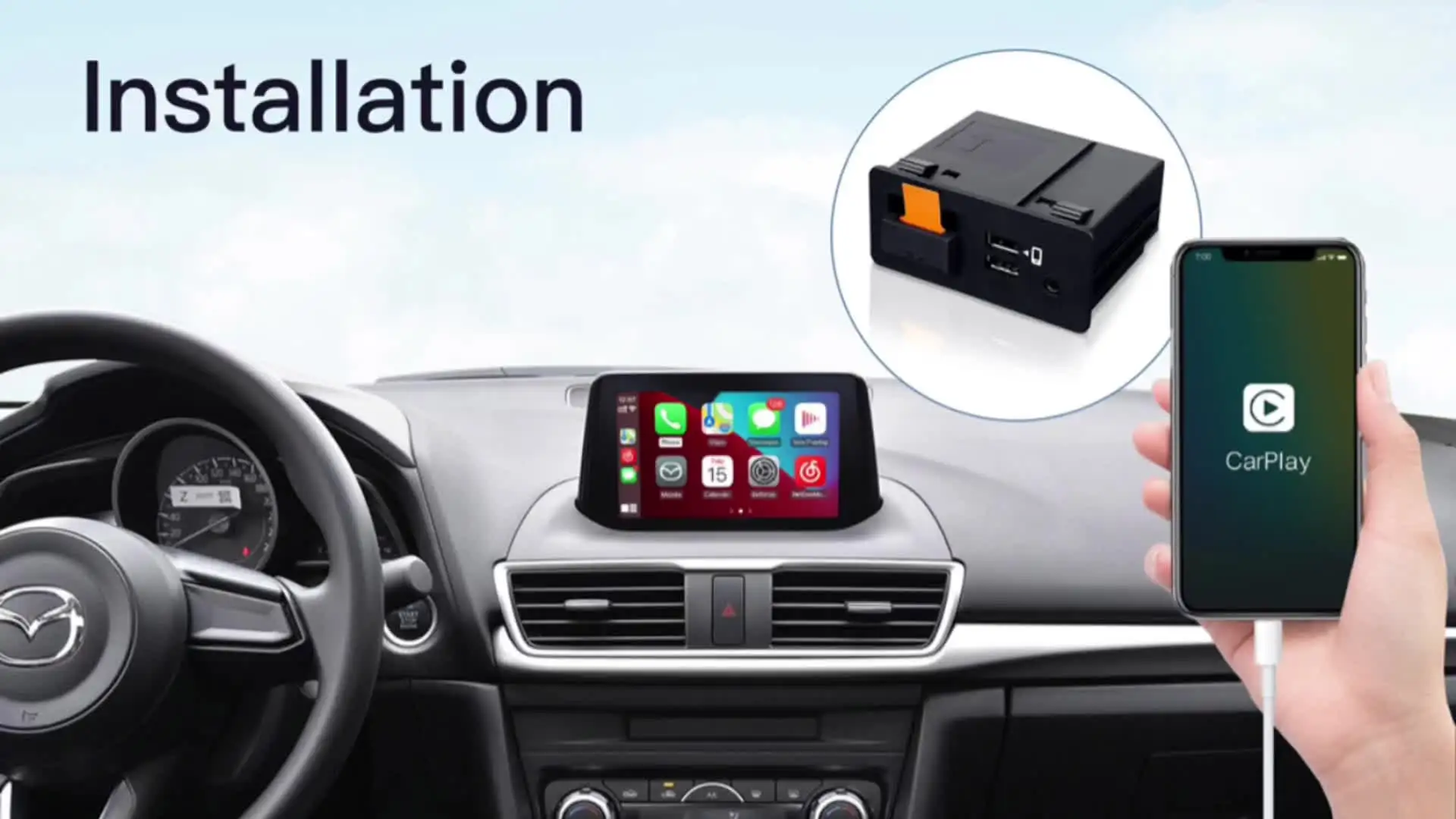 新しいアップグレード CarPlay Android 自動 USB ハブアダプタマツダ 2