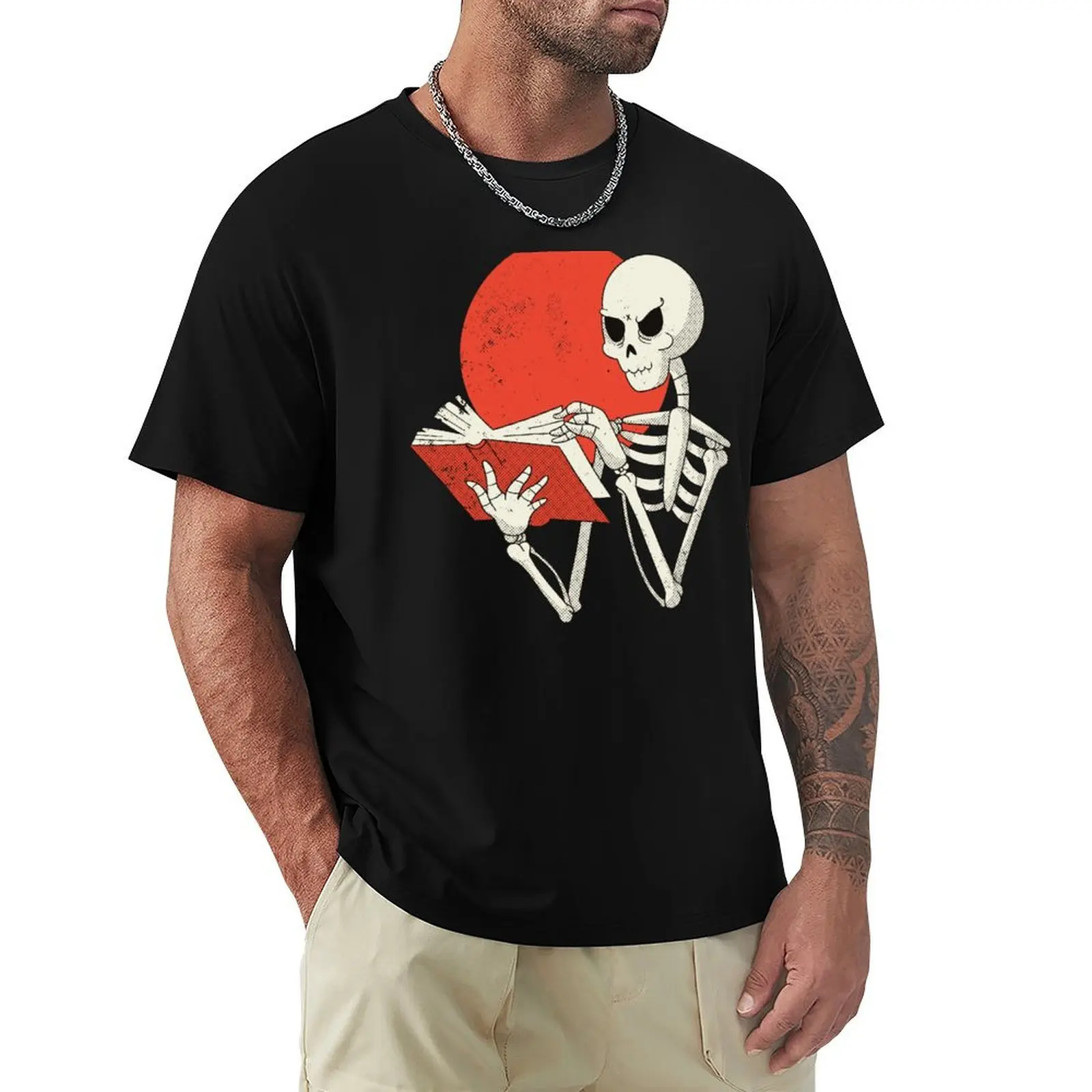 

SKELETON BOOK T-Shirt Casual Soft Cotton Short Sleeve Tee