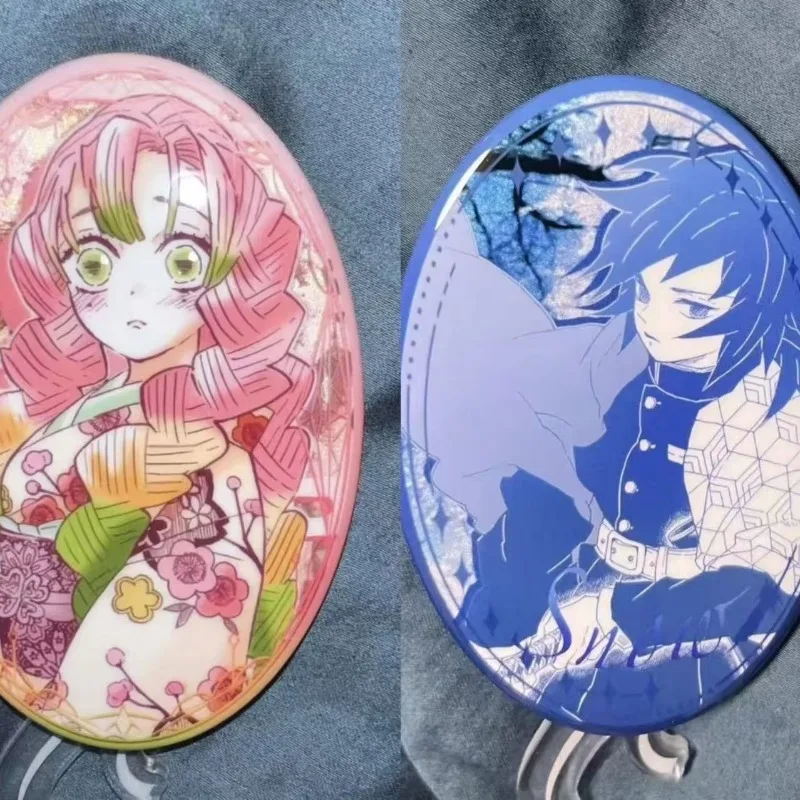 

Demon Slayer: Kimetsu No Yaiba Badge Tomioka Giyuu Kanroji Mitsuri Anime Peripheral Cute Creativity Ellipse Tinplate Brooch