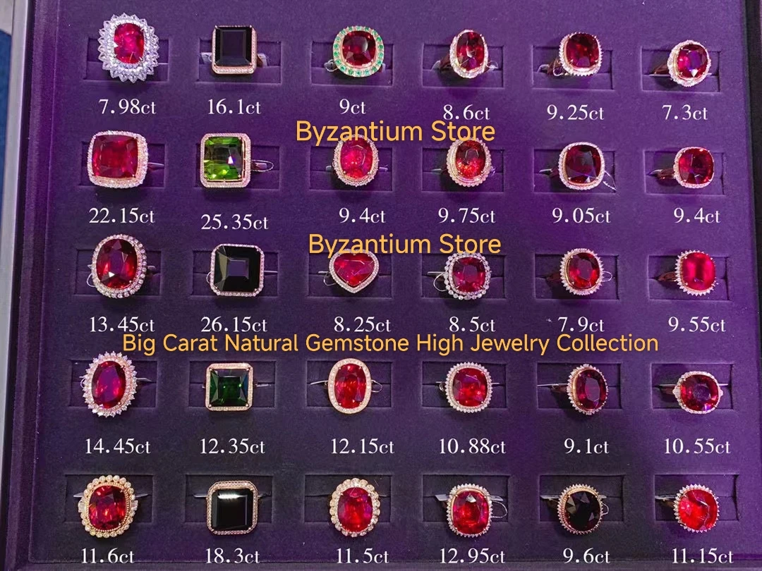 خمر 925 الفضة يتوهم قطع G اللون عالية الكربون البيضاوي خاتم الماس الأرجواني الياقوت وسادة فنجر الفرقة الفاخرة مجوهرات النساء هدية #6