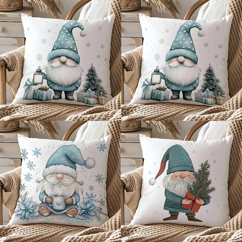 

Christmas Gnomes Decorative Cushion Pillow Set Square polyester pillowcase, modern sofa decorative cushion cover