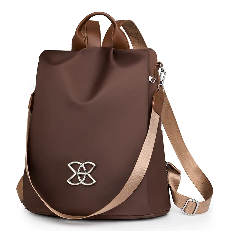 

Black Nylon Backpack, Versatility Minimalist Metallic Accent Lightweight Durability for Daily Commutes, Errands & Casual Outings
