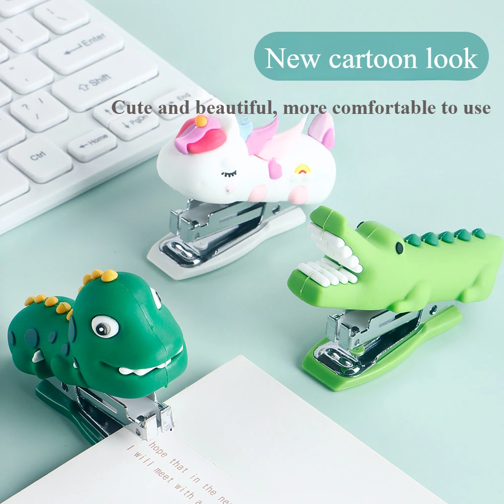 1 STKS Draagbare Leuke Cartoon Mini Nietmachine Creatieve Student Bindmachine Klein Kantoor Moeiteloos Nietmachine