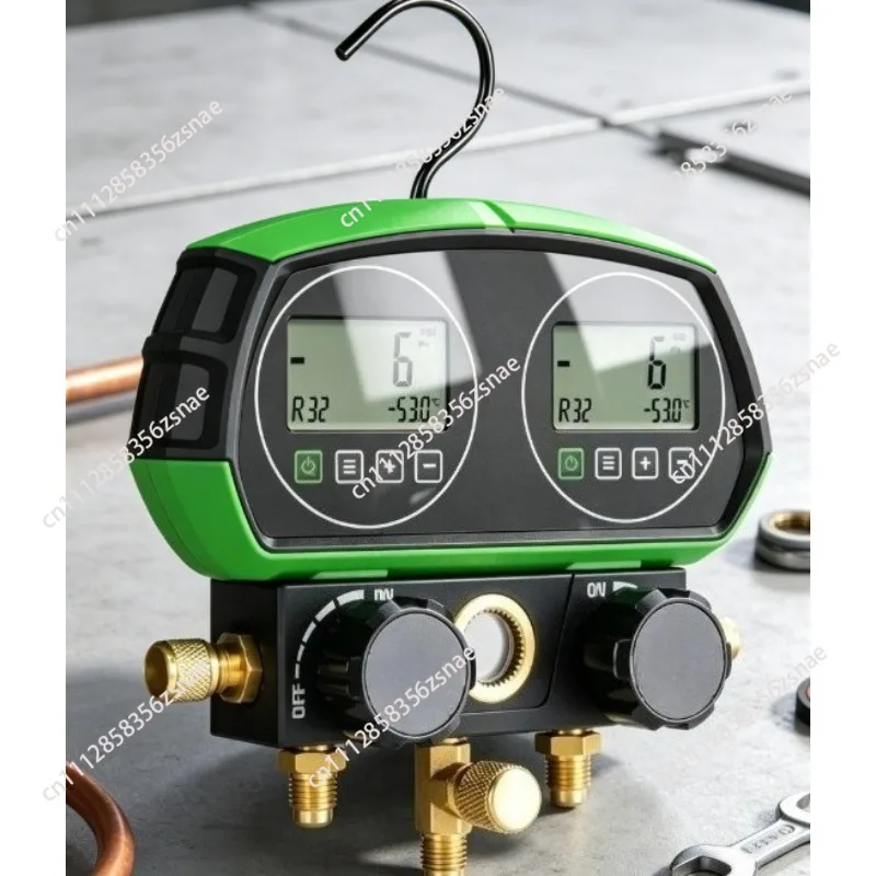 ST‑B268D Electronic Fluoride Meter Visual Digital Display Dual Gauge Refrigerant Pressure Evacuation Testing Manifold Gauge