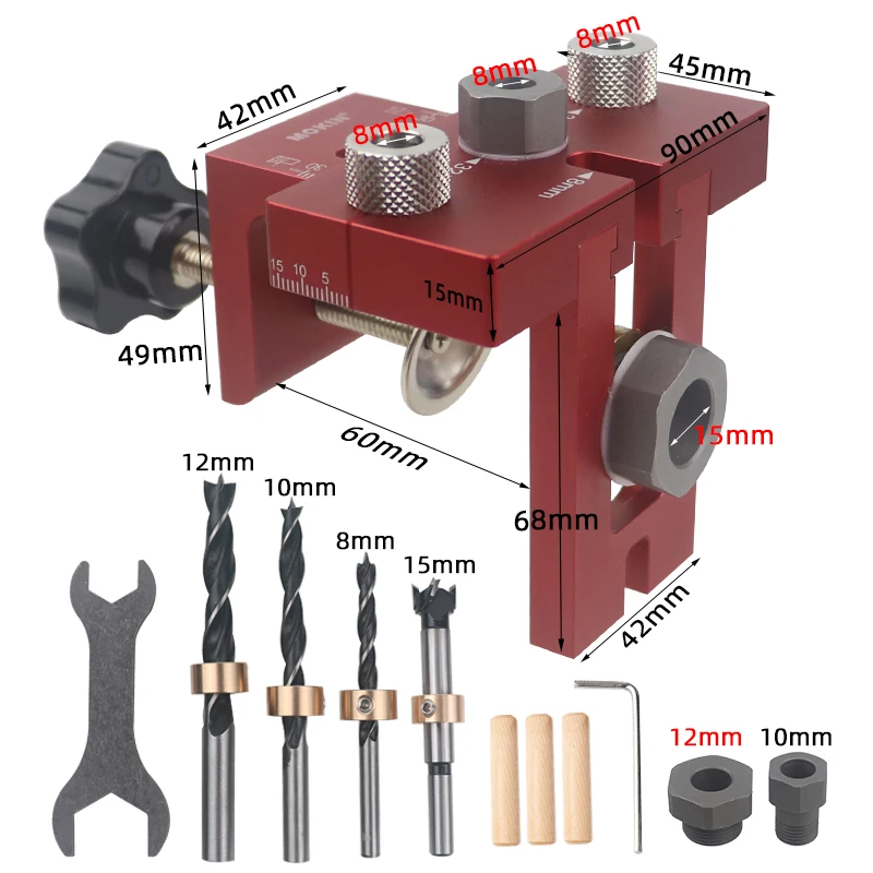 Woodworking 3 in 1 Doweling Jig Kit Pocket Hole Jig Vertical Drill Guide For Cabinet Furniture Locator Puncher Assembly DIY Tool