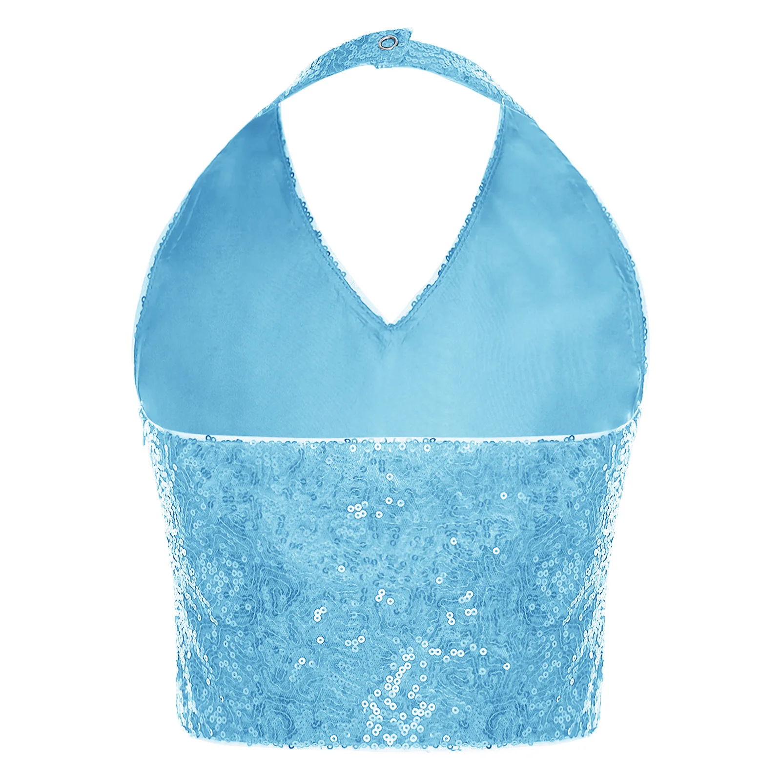 6-16Y Girls Jazz Dance Tops Sleeveless Backless Sequin Crop Vest Carnival School Party Stage Performance Costume Dancewear