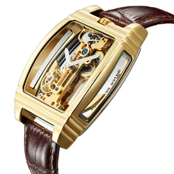 Montre mécanique automatique transparente pour homme, montres en cuir à remontage automatique, montres d'horloge, montres Seton, modules Steampunk, engrenage de luxe, zones Me