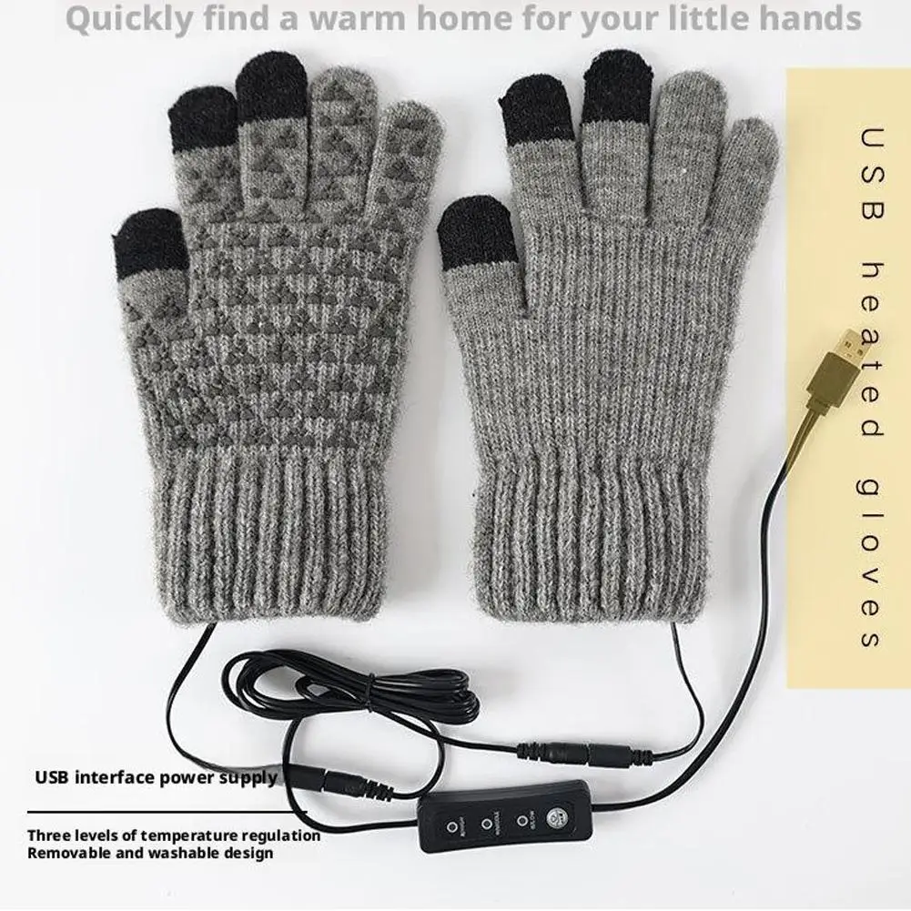 Electric Heated Gloves Touch Screen Outdoor Riding Skiing Mitten USB Heated Gloves For Backpacking Mountaineering Riding Camping