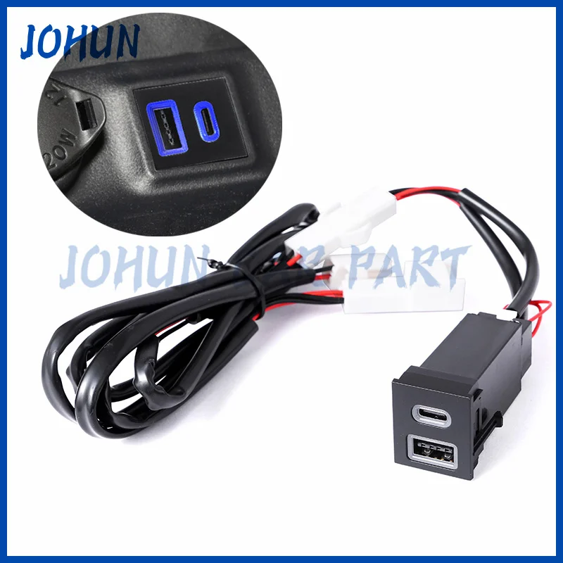 New Dual USB C PD Ports QC3.0 Right Hole Position Cigarette Lighter Socket Quick Charger Use For TOYOTA RAV4 Wildlander Car