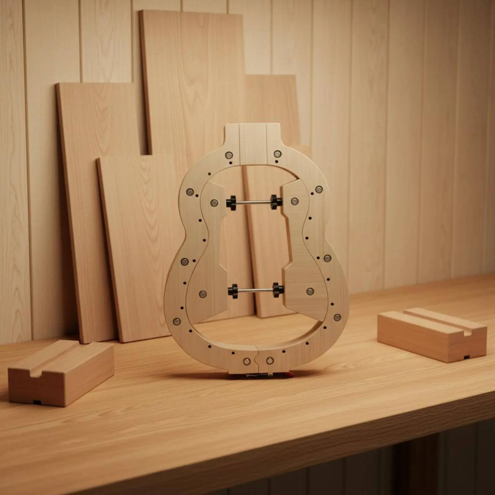 

Classical Guitar Mold Set DIY Luthier Clamp Mold Guitar Body Form Assembly Luthier Clamp Wooden for Beginners, Workshop