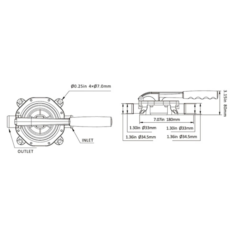 Self Priming Manual Water Pump Water Transfer Motor for Boat Kayak Canoe Dinghie