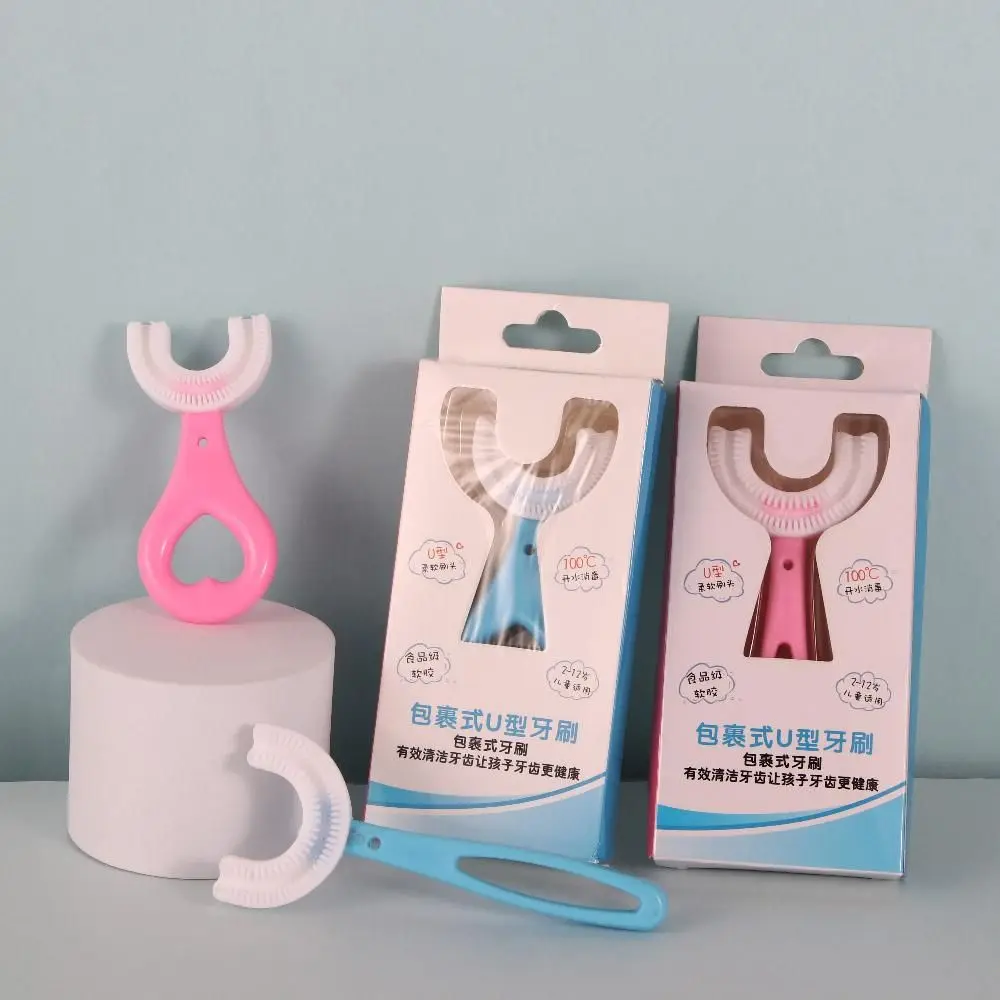 

Baby Manual Toddler 2-12 Years Old Children Silicone U-Shape Toothbrushes Toothbrushes Oral Care Teeth Cleaning Brushes