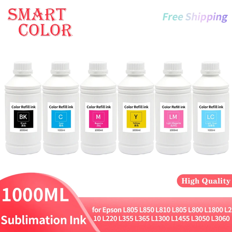 1000ML Sublimation Ink For Epson L805 L850 L810 L805 L800 L1800 L210 L220 L355 L365 L1300 L1455 L3050 L3060 6 Colors available