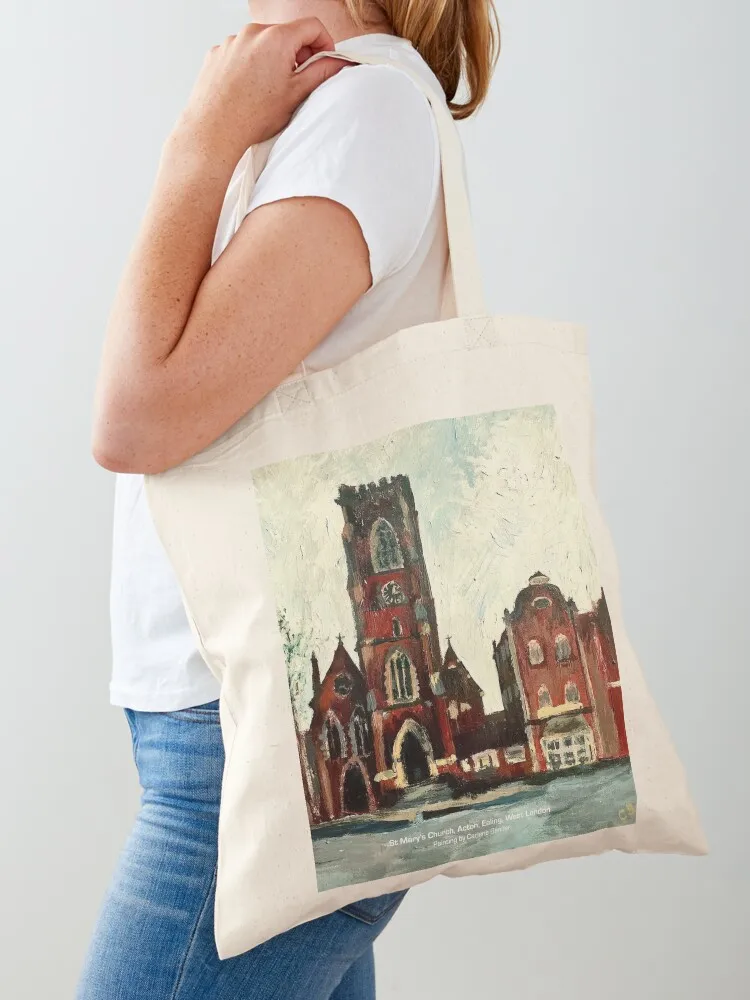 Acton: St Mary's Church Tote Bag Canvas shoulder bag shopping cart bags tote bag screen custom tote