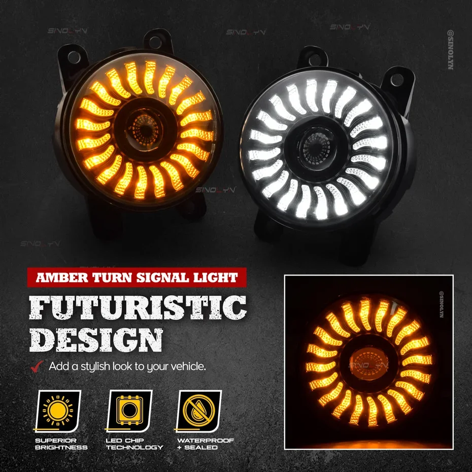 Sinolyn LED Fog Lights For Honda Accord Civic/Renault/Mitsubishi/Subaru/Suzuki 6000K Flood Beam Front Fog Lamp DRL Switchback