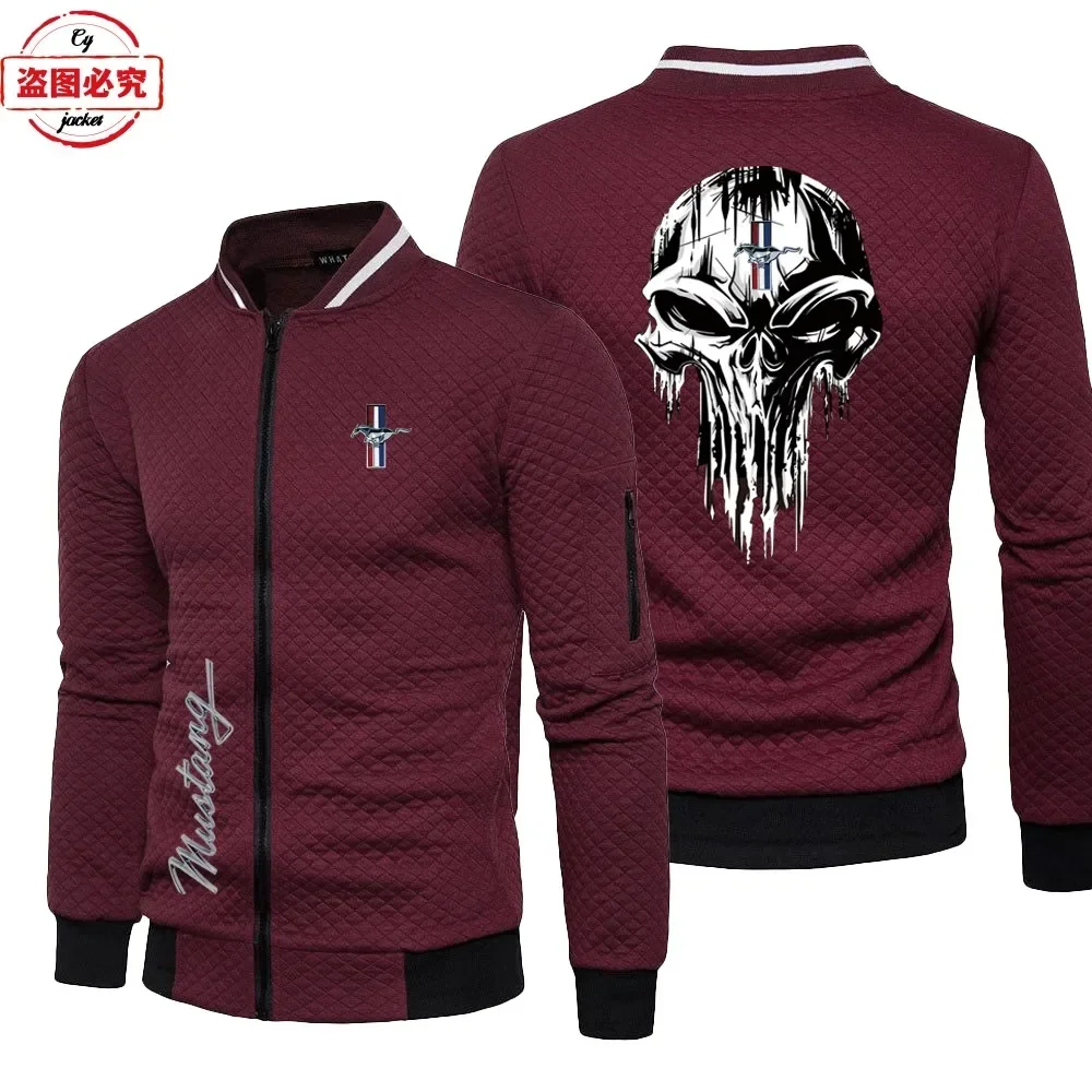 سترة مطبوعة بشعار موستانج مقاس الاتحاد الأوروبي فضفاضة بأكمام طويلة للرجال للربيع والخريف وياقة واقفة زي فريق بدلة السباق