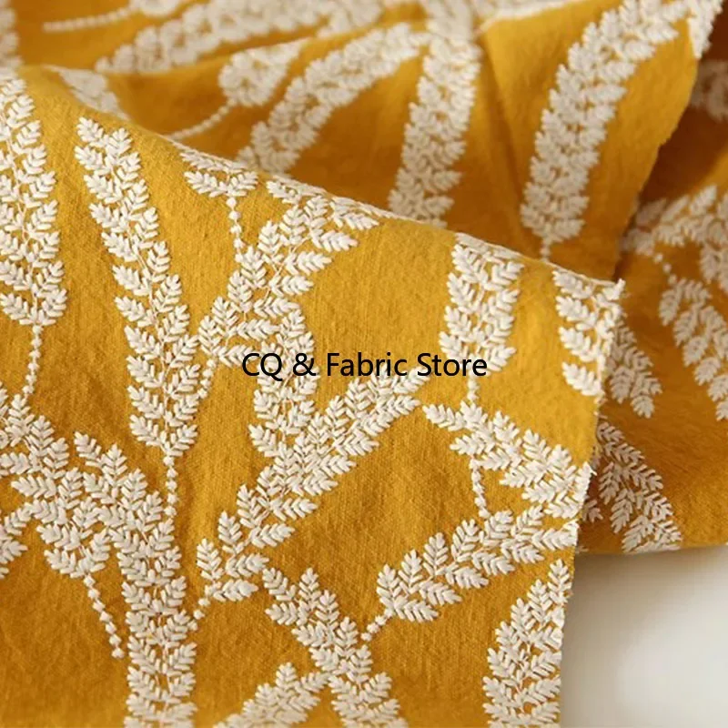 Heavy Industry Embroidery Fabric Cotton Hemp Thickened Fabric Handmade DIY Throw Pillow Table Cloth Sofa Home Decoration Fabric