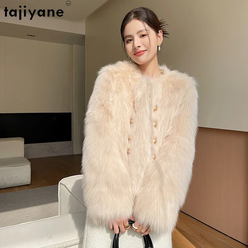 Tajiyane Natuurlijke Vossenbont Jassen Voor Dames 2023 Herfst Winter Echte Bontjas Chique Double Breasted Bovenkleding Roupas Femininas