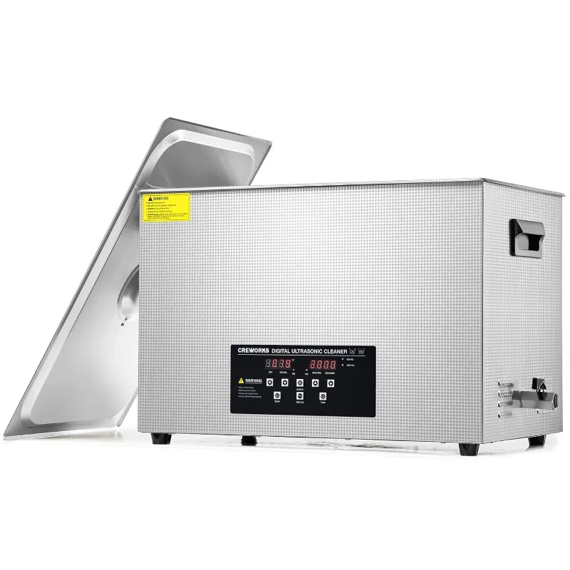 CREWORKS 30L Large Ultrasonic Cleaning Machine with Heater & Timer, 600W Stainless Steel Ultrasonic Washing Machine