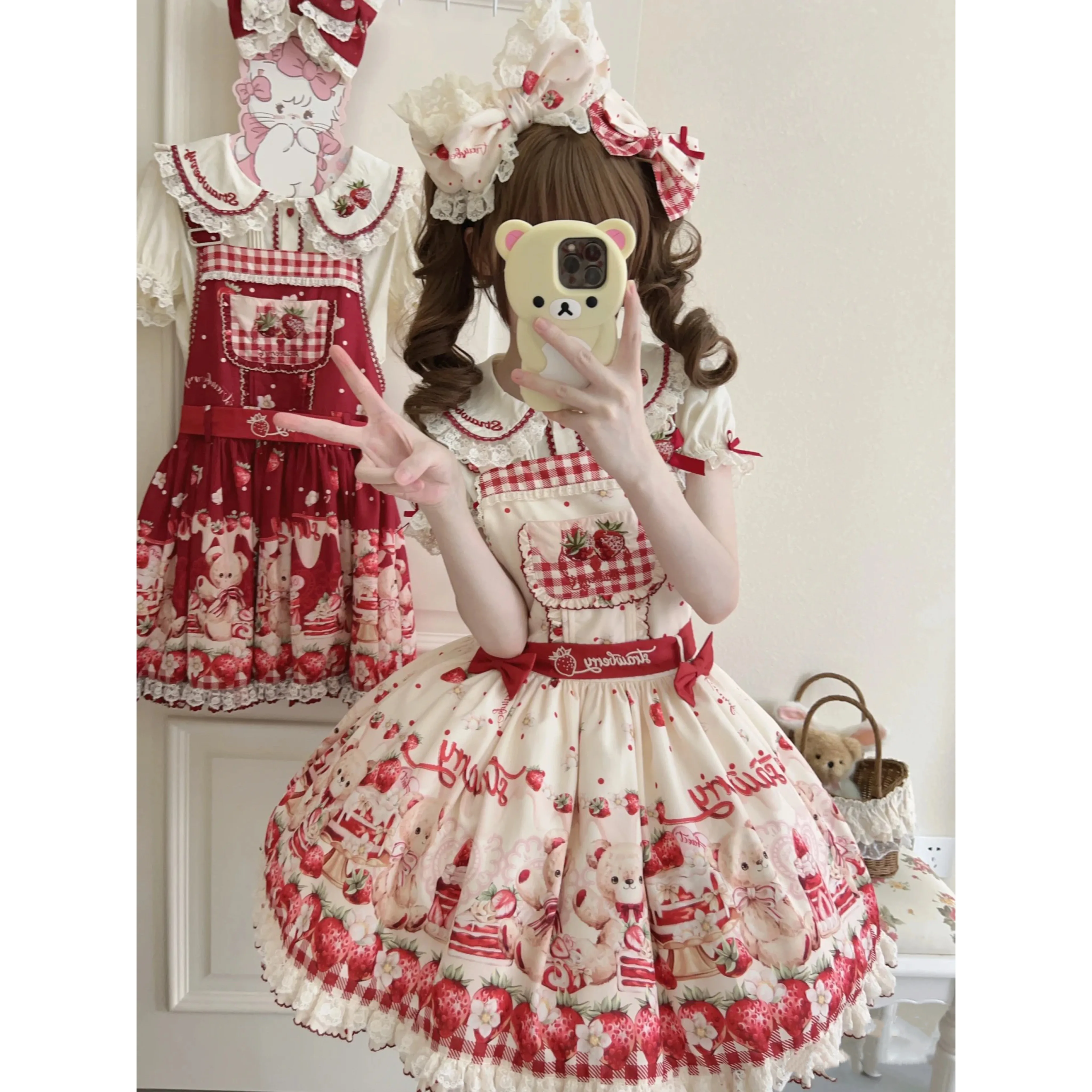 Sweet Strawberry Embroidered Lolita Inside Shirt Summer Soft Girls Kawaii Slim-Fit Short Sleeve Bottom Top Lori Lo Y2k Blouses