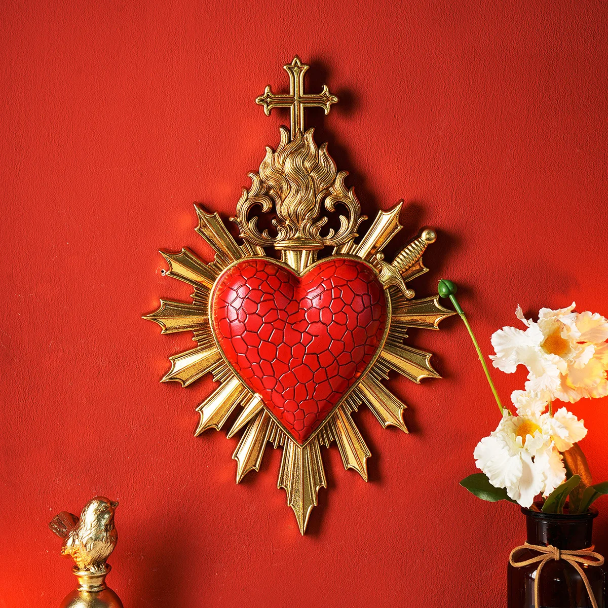 European-style Heart-piercing Blade Master Heart Wall Hanging Art Wall Decoration Pendant Living Room Decoration Accessories