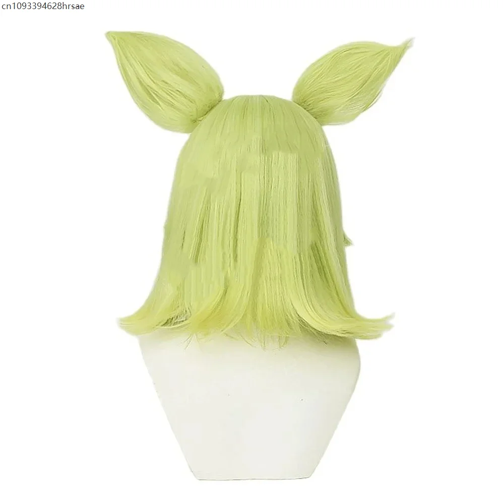 Game Cosplay Wig The Spark of Cosplay Green Short Firework Heat Resistant Synthetic for Girls