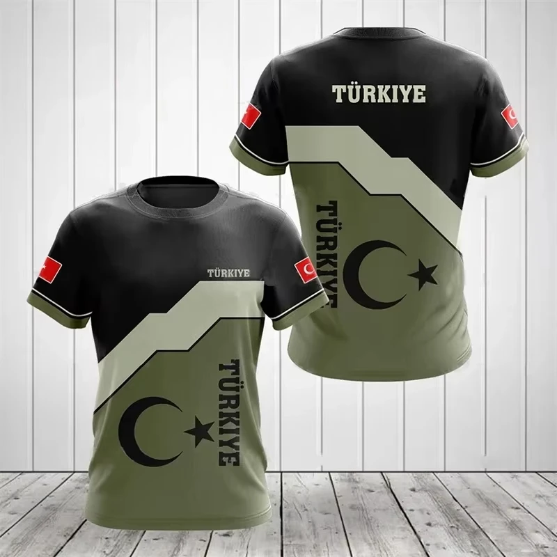 Turkey Flag Tshirt Men's T-shirts Y2k Forest Camouflage Print Clothing Ropa Hombre Summer Kid Tshirt Men Clothing Tshirt Y2k