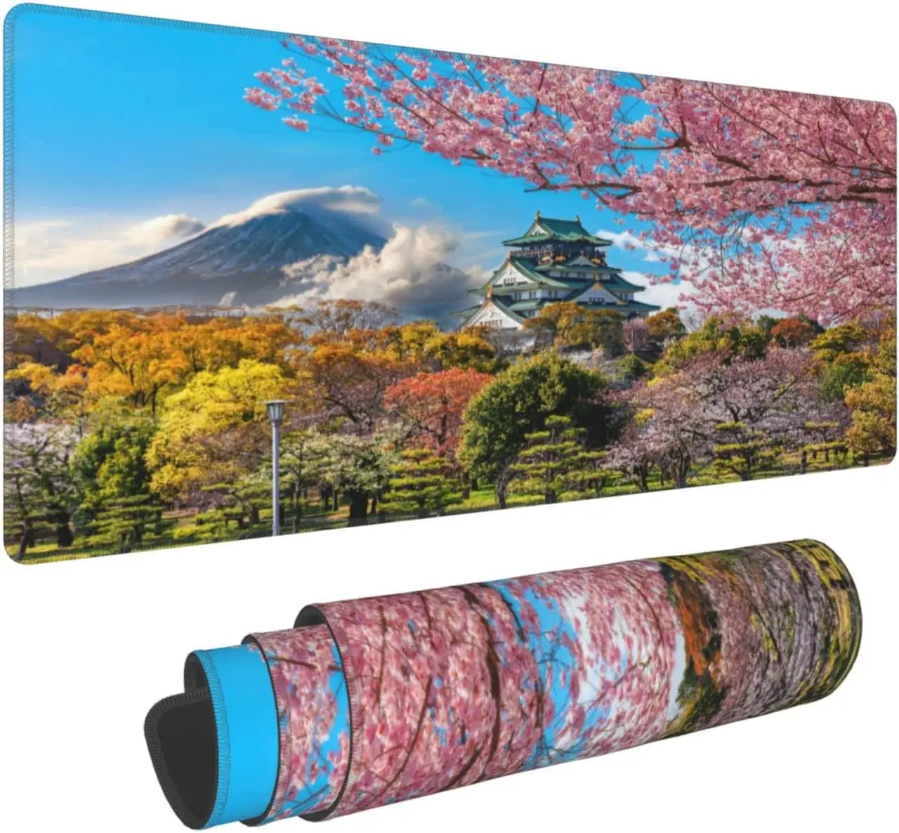 

Large Mouse Pad Cherry Blossoms -Functional Desk Pad 31.5x11.9 Inch Brilliant Design Desk Mat Keyboard Pad Non Slip Base