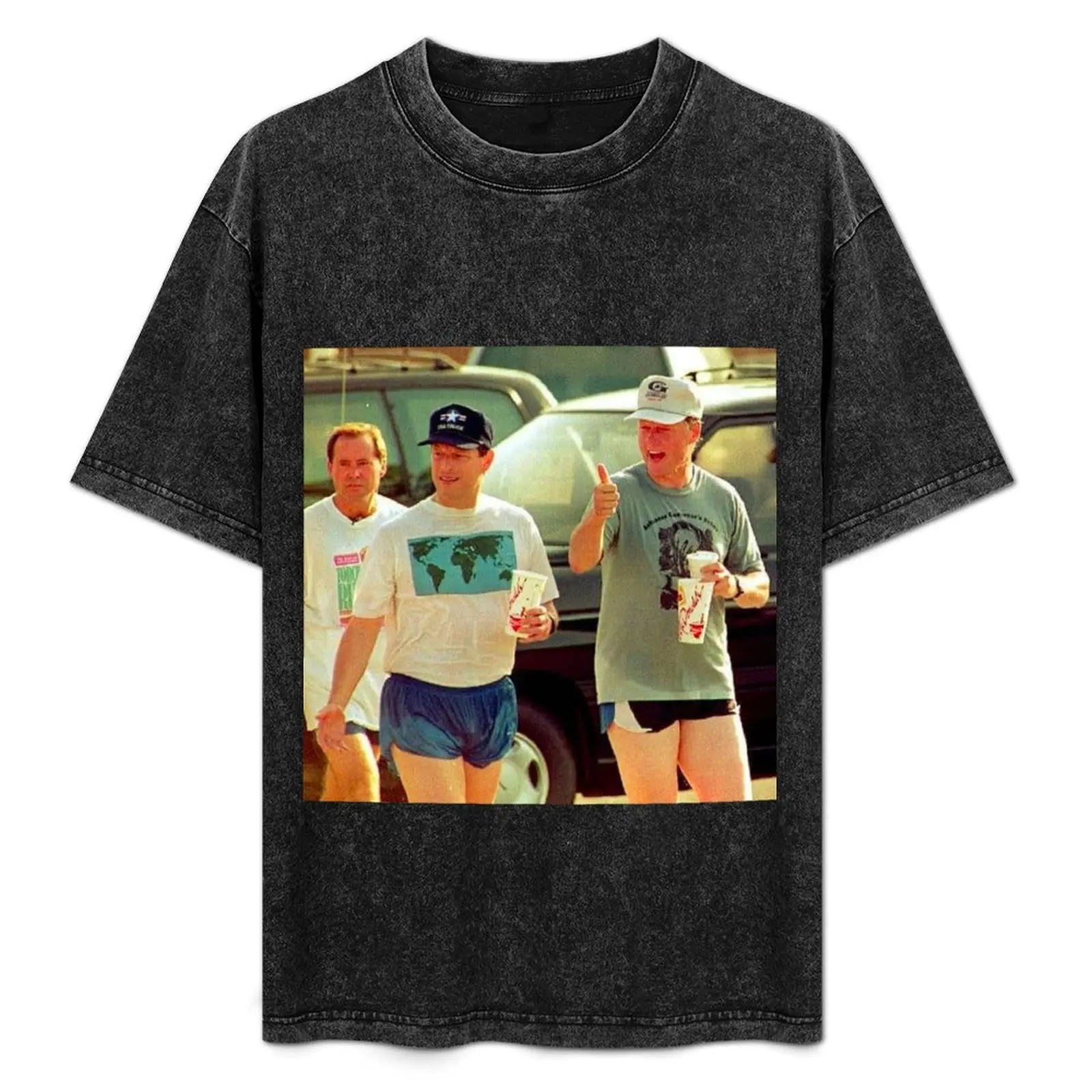 

Al Gore and Bill Clinton in short shorts, 1992. T-Shirt Simple Casual Short Sleeve Tee