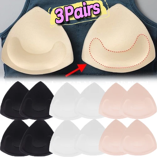 Imagen 2 del producto Almohadillas de sujetador suaves y extraíbles, insertos de esponja triangulares para realzar el busto, para sujetadores deportivos, copas de sujetador para mujer, trajes de baño y bikinis.