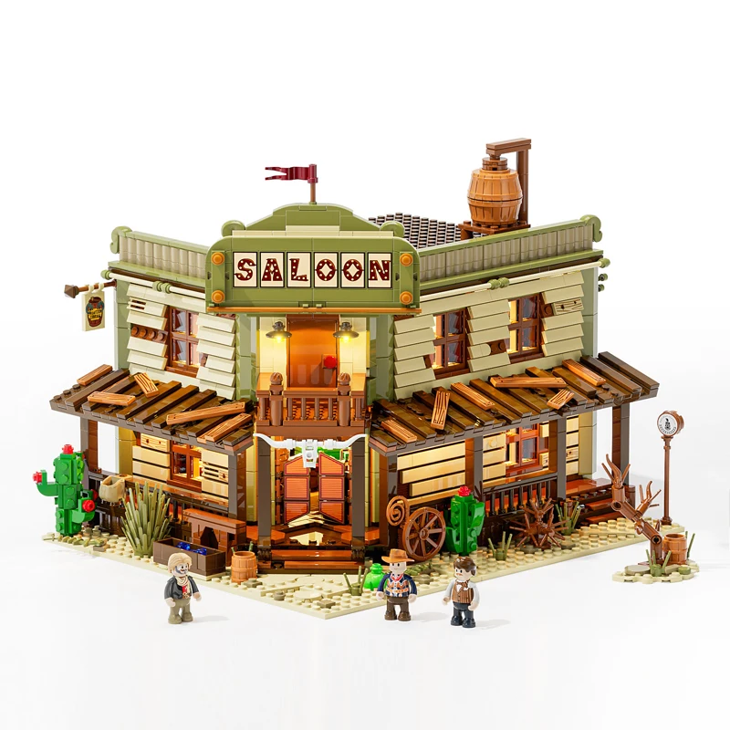 IN STOCK MOC Idea Construction Western Saloon Street View Building Blocks Bricks Assembling Model Toys for Children Gift Set