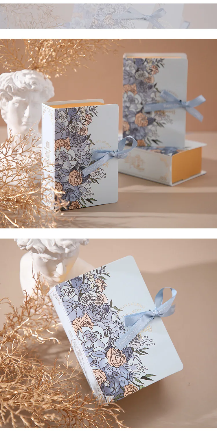 5 Stück Buchförmige Geschenkbox mit Band, Papierkarton, Verpackungsbox für Süßigkeiten, Schokolade, Geschenke für Hochzeit, Geburtstag, Muttertag – Detail 7