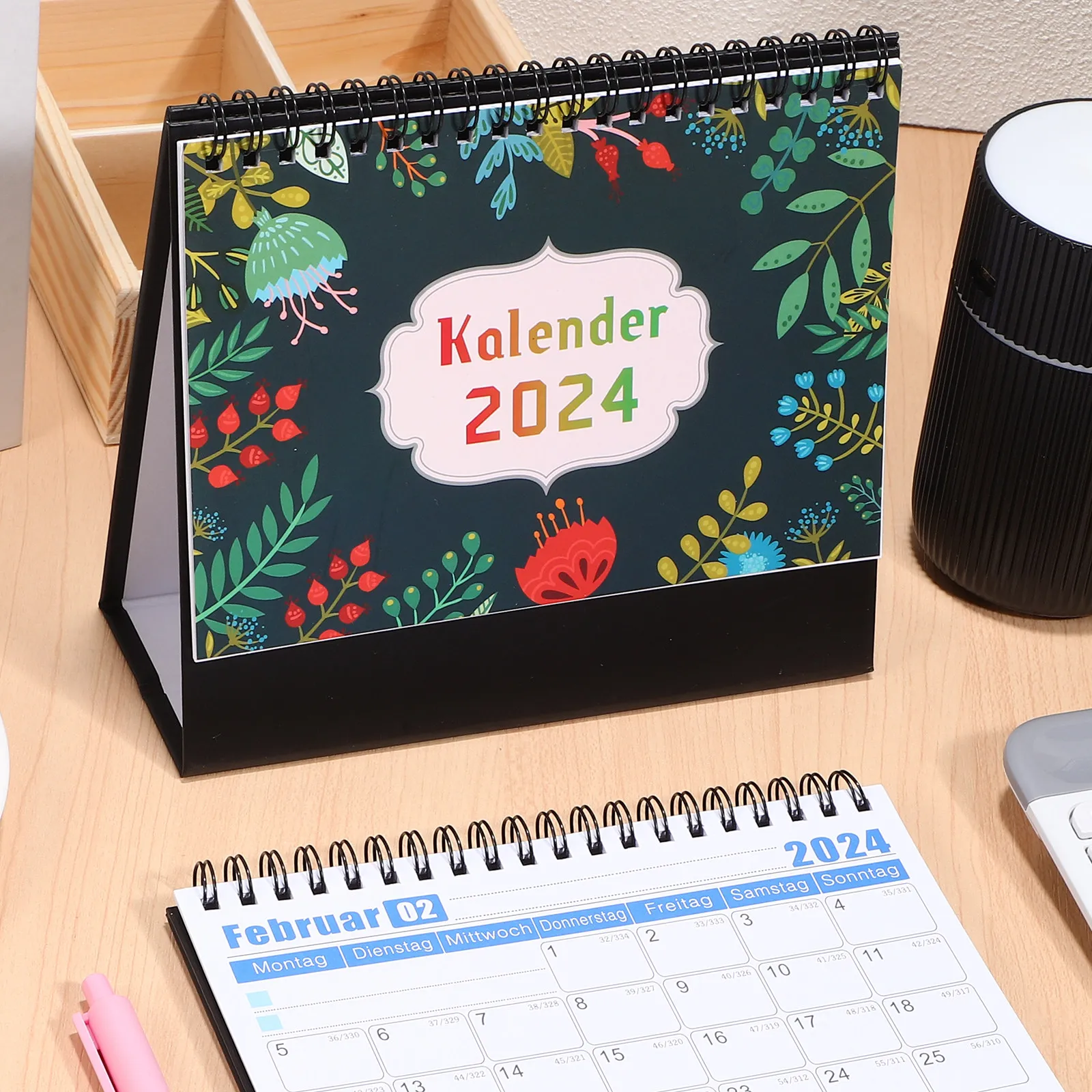 

German Desktop Calendar 2024 Standing Desk Calendar Exquisite Appearance Easy to Read Fonts Ample Writing Space Office Accessory