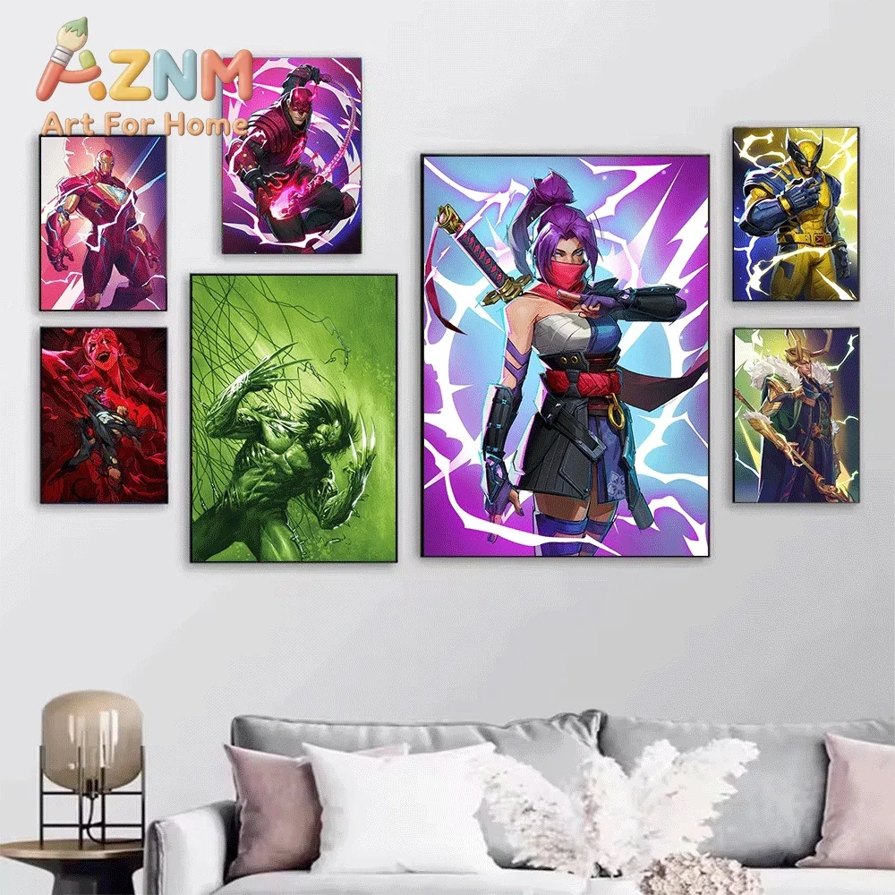 2D Flat Posters & Prints,Wolverine Marvel Rivals Superhero Comic Canvas Wall Art,2D Flat Frameless Print,Home Decor for Boys B