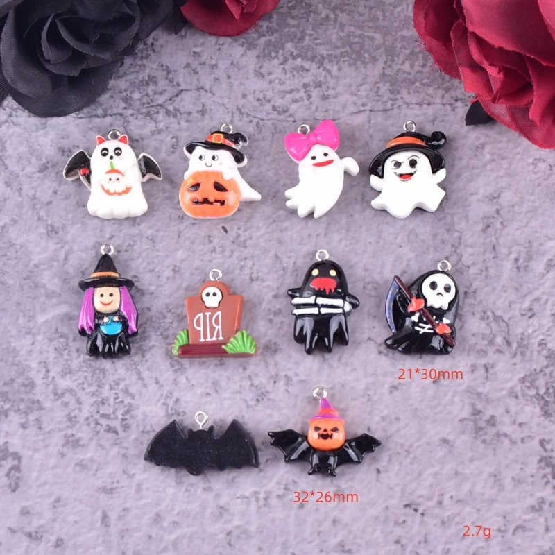 10 قطع هالوين شبح ريبر الراتنج سحر ل القرط المفاتيح DIY الديكور الأزياء والمجوهرات والاكسسوارات #2