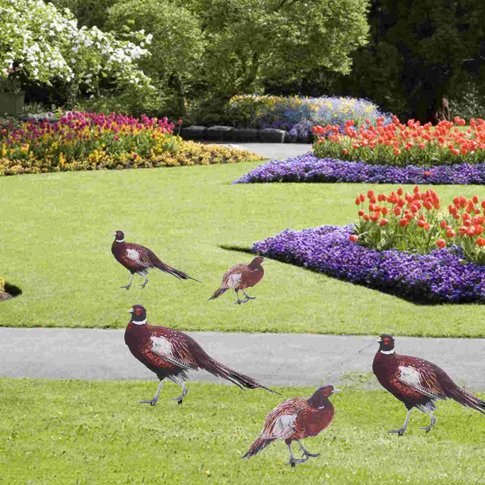 2 Pcs Pheasant Garden Decoration Outdoor Adornment Yard Sign Lawn Ornament Acrylic Stake