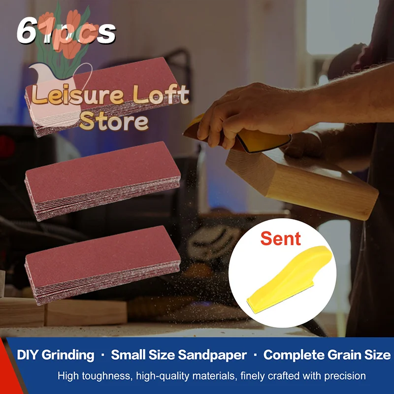 

60Pcs DIY Sandpaper Assortment Kit for Wood, Metal & Model Making, Includes Storage Case
