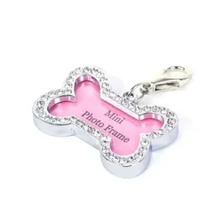 Personalized Bone Shape Pets ID Name Tag Address Pendant Dog Puppy Collar Pink Anti-Lost Card Pet Accessories