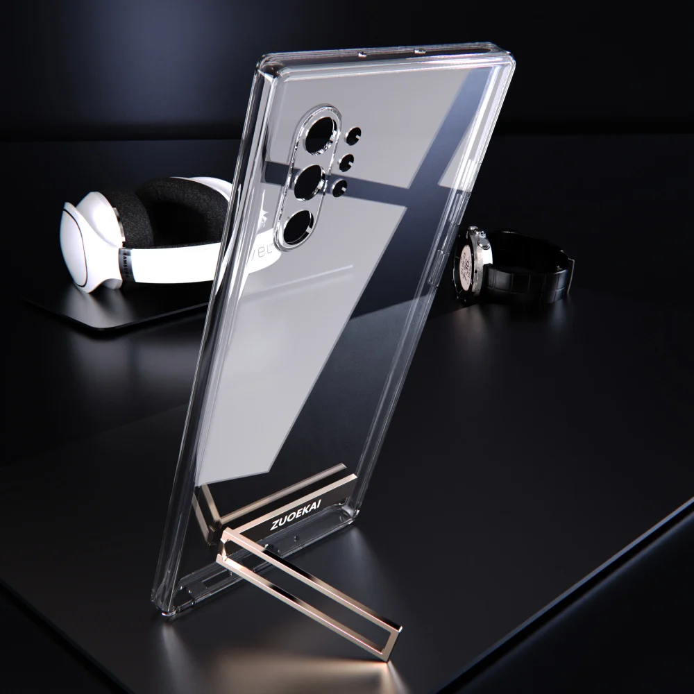 Luxury Transparent Holder Stand Shockproof Clear Case For Samsung Galaxy Note10 Plus Note10Plus Note 20 10 9 8 Soft Back Cover