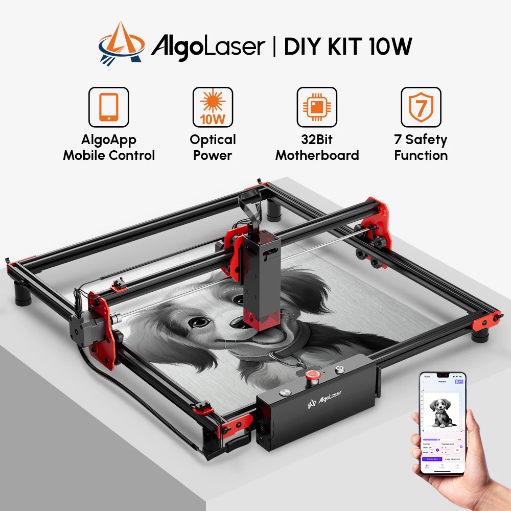 AlgoLaser Ortur DIY KIT 10W Powerful Offline Woodworking Engraving Cutting Machine Rotary Roller Glass Metal CNC Engraver Cutter