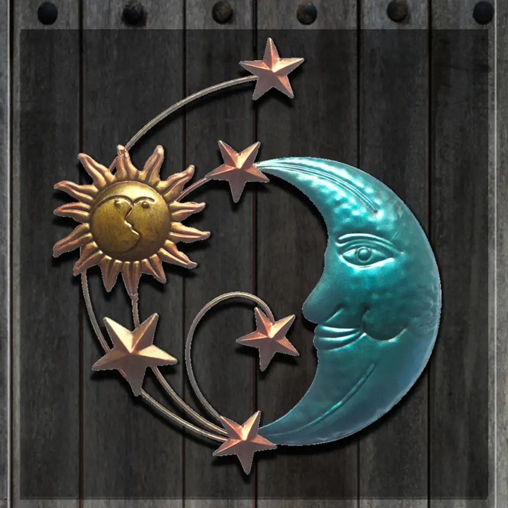 Modern Wall Hanging Sun Moon Star Decor Iron Minimalist Ornament Sculpture Creative for Backyard Gifts for Excellent Durability