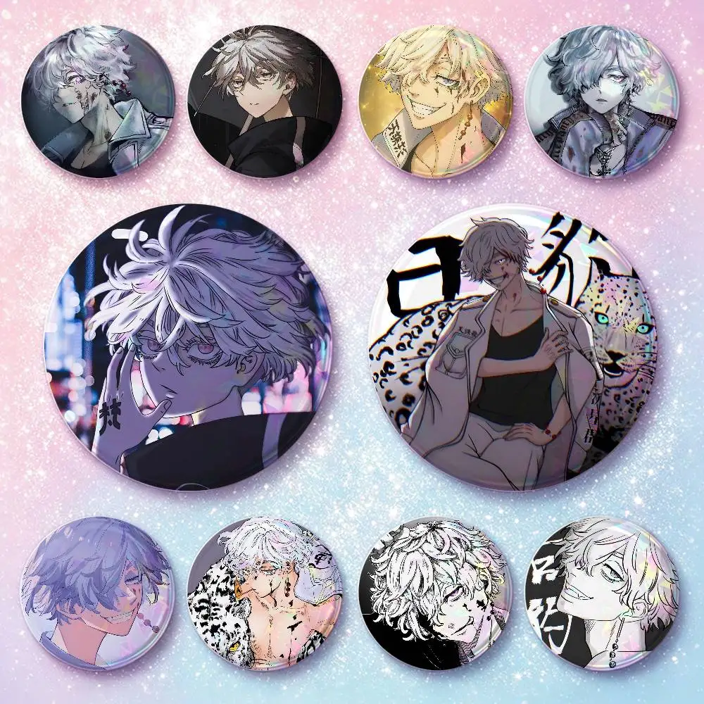 Anime Characters Imaushi Wakasa T-Tokyo R-Revengers  Badges Round Cosplay Pin Decor Fans Collect Friends Gifts Brooch Souvenir