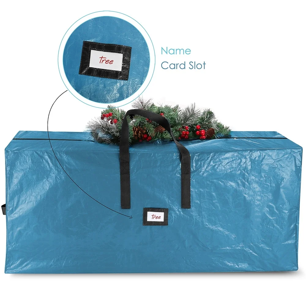 حقيبة تخزين شجرة عيد الميلاد متينة مقاومة للماء بطول 9 أقدام، أشجار صناعية مجهزة بمقابض معززة بتصميم سحاب مزدوج #3