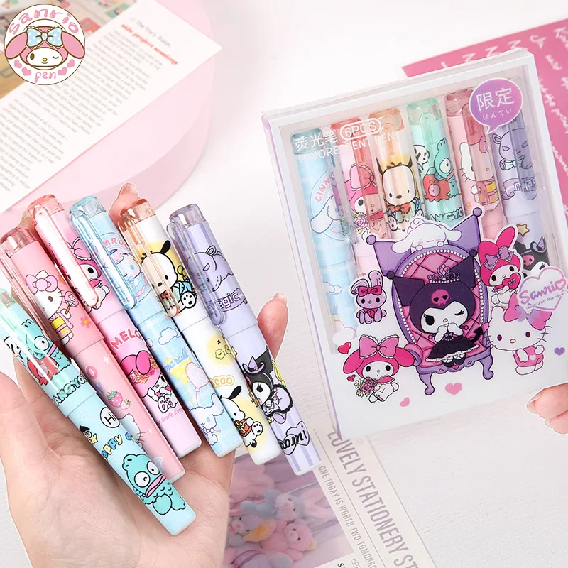 marcador sanrio 12 24 pecas kawaii cinnamoroll ola kitty criancas caneta de mao estudante marcador de cor escritorio canetas promocionais novo 01