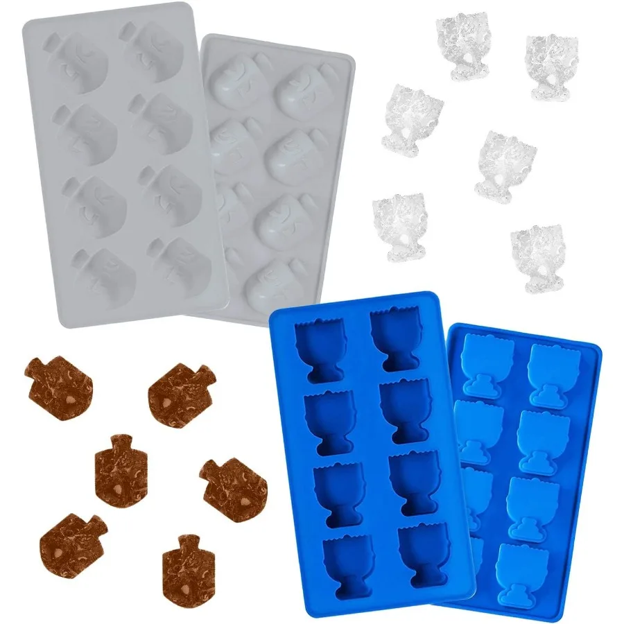 Chanukka-Silikon-Eiswürfelform, Tablett, Dreidel- und Menora-Formen, lustiges Kochen und Backen, Urlaub, Menora und Dreidel